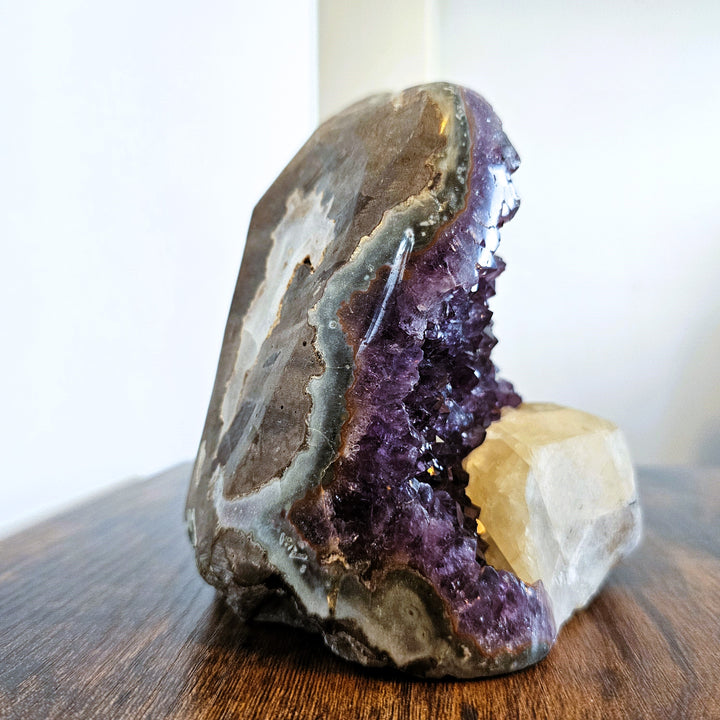 Amethyst Druse mit Calcit, Ø ca. 15 cm, A Qualität