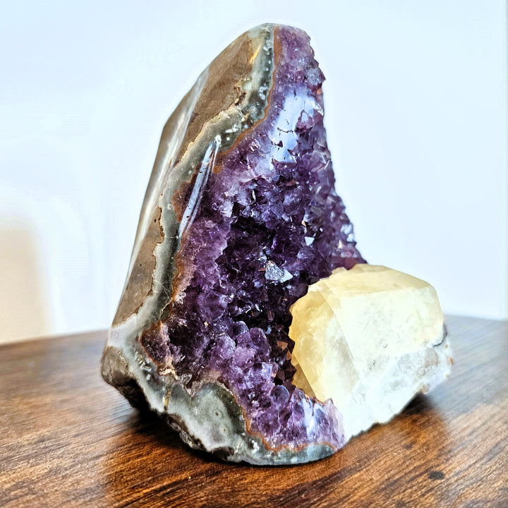 Amethyst Druse mit Calcit, Ø ca. 15 cm, A Qualität