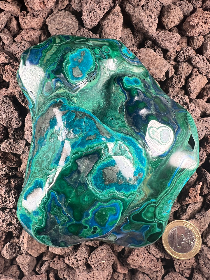 Dein Stein-Freund: "Malu" – Stimme des Herzens & Quelle der inneren Wahrheit Malachit-Chrysokoll | Einzelstück | 508g| ca. 12cm