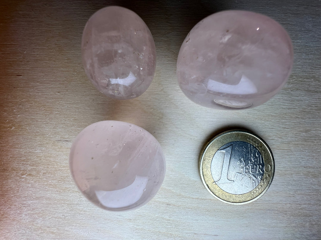 Rosenquarz Trommelsteine, ca. 12g, Ø 2 - 3,5 cm, A+ Qualität
